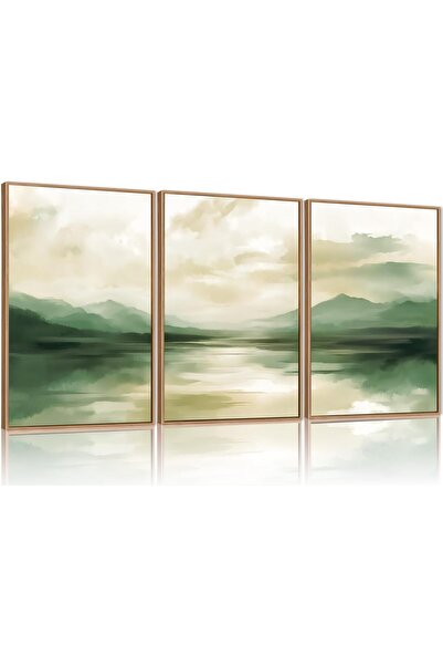 ALAYRA International مجموعة من 3 لوحات فنية تجريدية بسيطة على قماش، مقاس 40 ×...