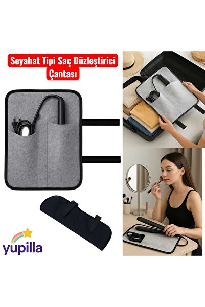 yupilla Saç Düzleştirici, Maşa ve Makyaj Organizer Çantası – Evde ve Seyahatt...