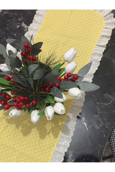 NURGİTA HOME Covor decorativ vintage cu model margarete și volane (40x130 cm)