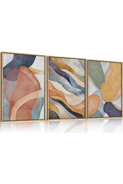 ALAYRA International مجموعة من 3 لوحات فنية تجريدية بسيطة على قماش، مقاس 40 ×...