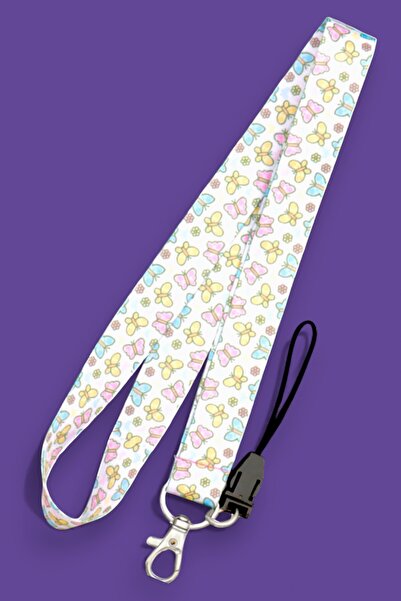 MİLLENEX Kelebek Renkli Telefon Askı Yaka Kartı Boyun Askısı Askı İpi Boyunlu...