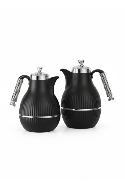 Urbanza طقم ترمس قهوة وشاي عربي معزول بتفريغ الهواء مكون من قطعتين بتصميم أسو...