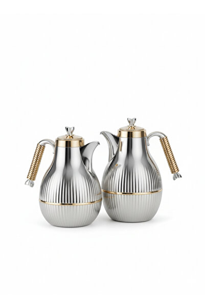Urbanza 2-Piece Vacuum Insulated Arabic Coffee and Tea Thermos Set with Silve...