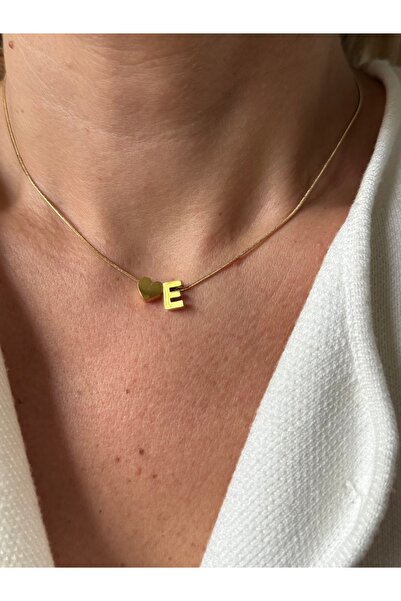 Rossetto Atelier Paslanmaz Çelik Kalpli E Harfli Katre Kolye