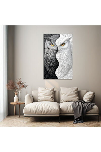 B&G DESIGN Pictură decorativă din sticlă cu design modern, negru și alb, cu b...