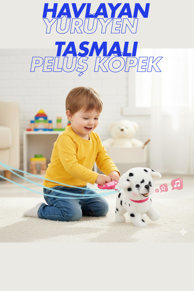 welcomein Oyuncak Peluş Tasmalı Havlayan Yürüyen Sesli Köpek Evcil Hayvan Dos...