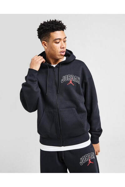 Nike Jordan Brookyn Polar Men's Oversized Full Zip Hooded Black Sweatshirt Ib7908-010