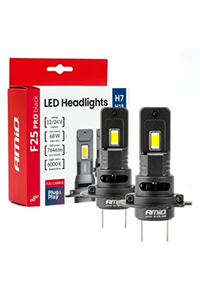 AMIO Set de 2 LED-uri auto H7, H18 Canbus, 68W, 7646Lm, 6000k, 12V-24V,