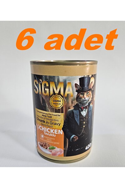Sigma 6 Adet Tavuklu Kedi Maması - 400gr Parça Etli Konserve - Cat food with chicken