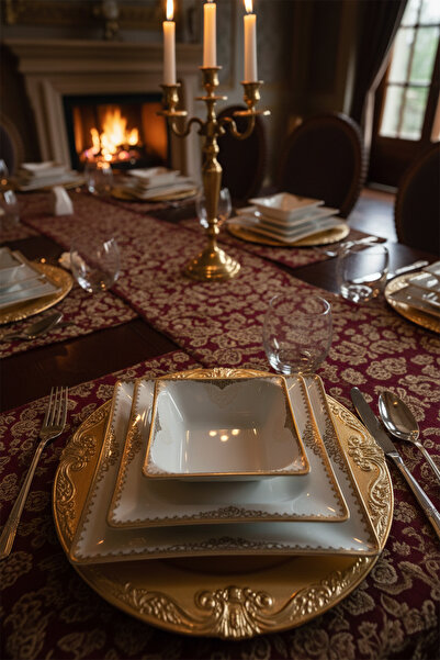 brahimigold Osmanlı Saray Zarafeti 6 Kişilik 24 Parça Yemek Takımı | Premium ...