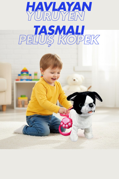 welcomein Oyuncak Peluş Tasmalı Havlayan Yürüyen Sesli Köpek Evcil Hayvan Dos...