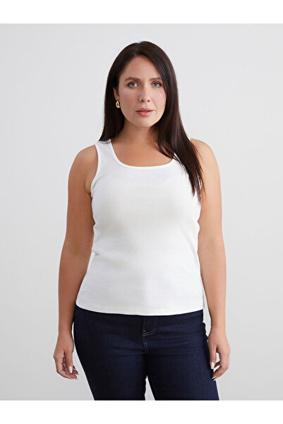 LC Waikiki White Plus Size U-Neck Women's Tank Top