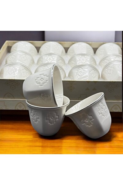 cc bin shihon Arabic coffee cups, set of 12 pieces, with traditional Sadu touches. Porcelain coffee cups.