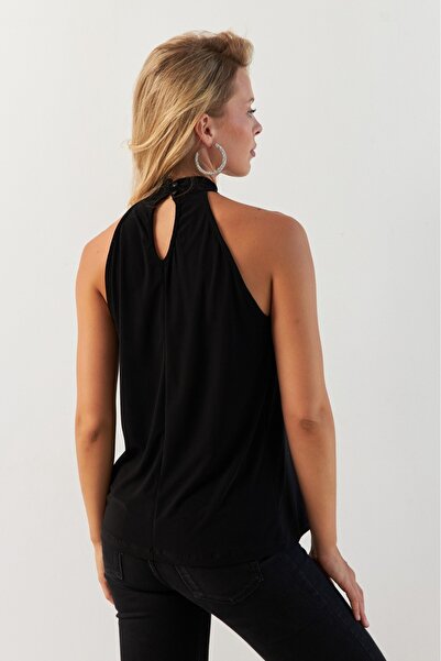 Be Best Women's Black Halter Neck Blouse Be252