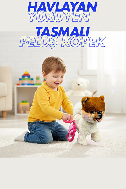 welcomein Oyuncak Peluş Tasmalı Havlayan Yürüyen Sesli Köpek Evcil Hayvan Dos...