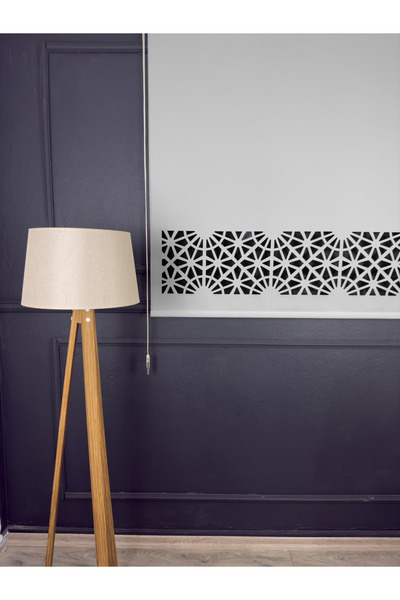 ELSAPERDE Lazer Kesim Gri Stor Perde Güneşlik ( 20Cm Lazer Yükseklik )