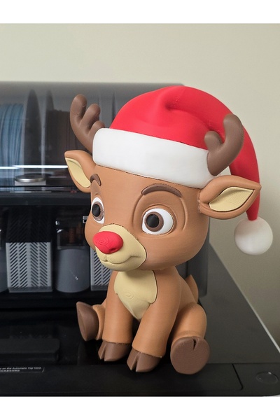 HasFar Tech تمثال غزال لطيف يرتدي قبعة عيد الميلاد - تحفة فنية تزيينية لعيد ا...