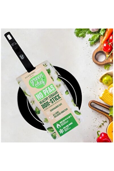 OEM GreenChef Premium frying pan set, 2 pieces (20 cm and 28 cm), aluminum, non-stick ceramic coating, black