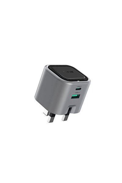 Green Lion شاحن حائط فاخر قابل للطي بقوة 45 واط بتقنية GaN، مزود بمقبس بريطاني، منفذ مزدوج للشحن السريع (PD) والشحن السريع (QC).