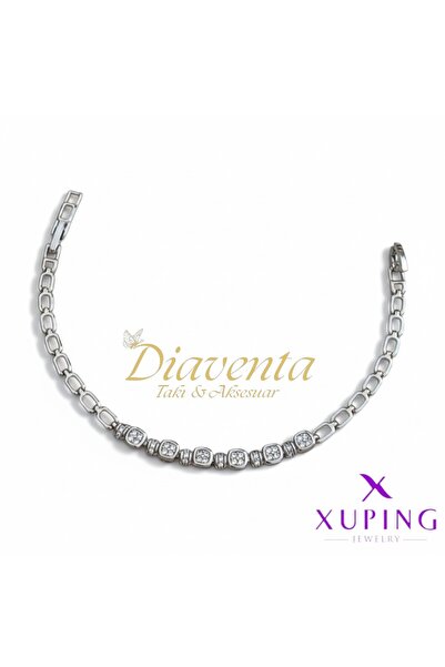 DİAVENTA TAKI VE AKSESUAR سوار XUPING VIP فضي اللون مرصع بأحجار الباجيت بتصمي...