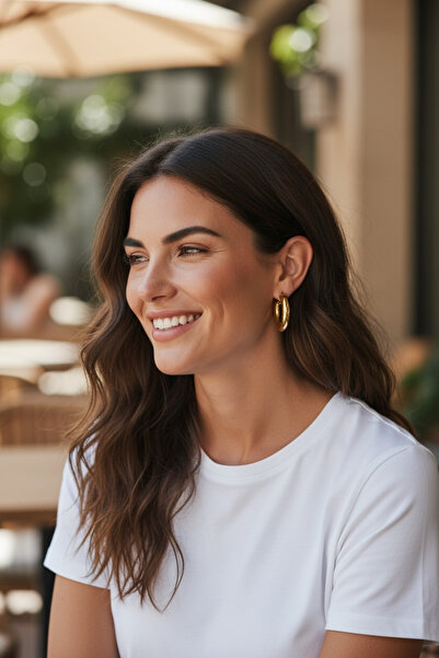 ayoljewelry Gold Çelik Halka Küpe