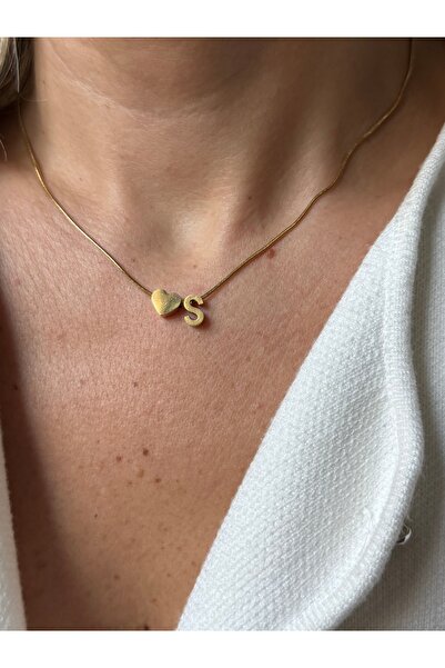 Rossetto Atelier Paslanmaz Çelik Kalpli S Harfli Katre Kolye