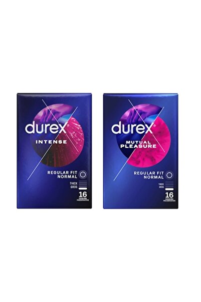 Durex Prezervative Pleasure Mutual 16 bucăți + Intense Orgasmic 16 bucăți Pachet