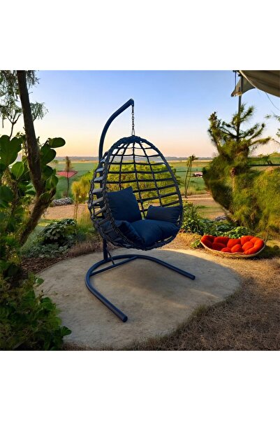 FYAQA HOME Armut Salıncak Tek Kişilik Rattan Örgü Bahçe Balkon Ev Salıncağı