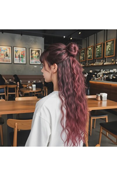 Zeysum Kızıl Dalgalı Çıt Çıtlı Saç 8 Parça Ekstra Kabarık Yoğun 250 gr 65 cm