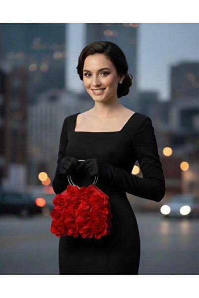 GUSTELLO Geantă cu flori din material textil de design, cu mâner din metal ar...