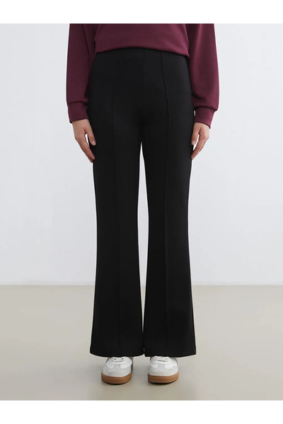 LC Waikiki LCW Modest Siyah Beli Lastikli Ispanyol Paça Kadın Eşofman Altı