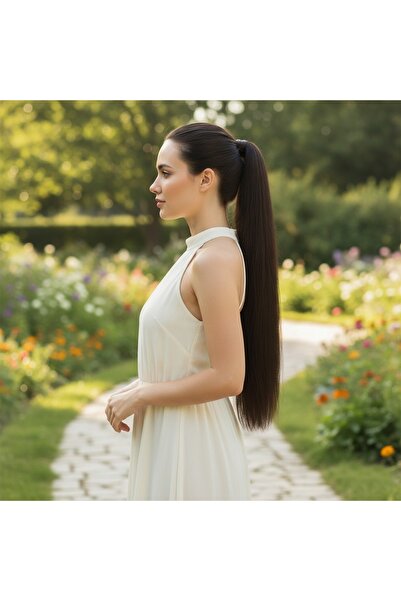 Zeysum Kızıl Kahverengi Lastik Tokalı At Kuyruğu Düz Saç Postiş 70 Cm 150 gr ...