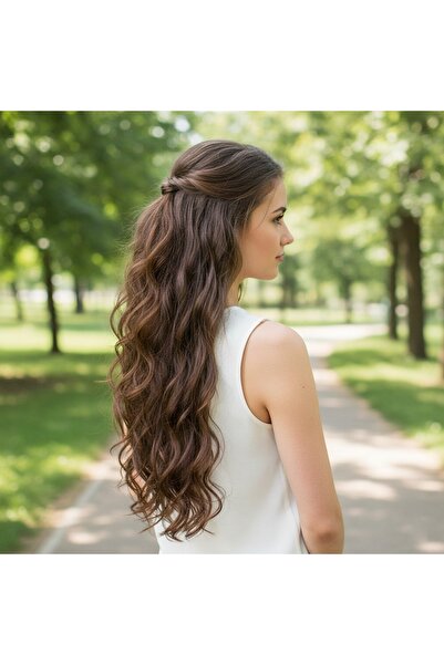 Zeysum Karamel Kahverengi Dalgalı Çıt Çıtlı Saç 8 Parça Ekstra Kabarık Yoğun ...