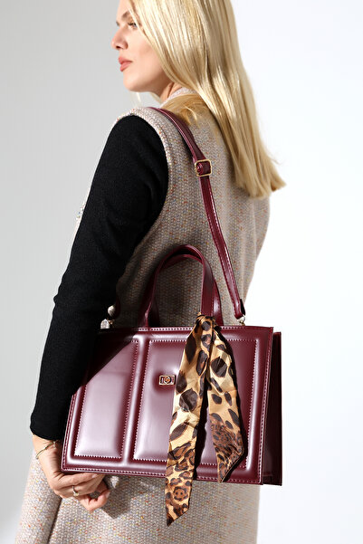 Encool Geantă de umăr model Bordeaux pentru femei, cu detaliu de eșarfă, bretea crossbody moduri de utilizare