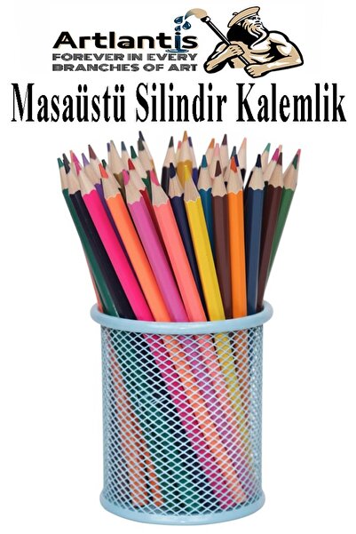 Artlantis Stolni metalni cilindrični držač za olovke, 1 komad, mrežasti perfo...