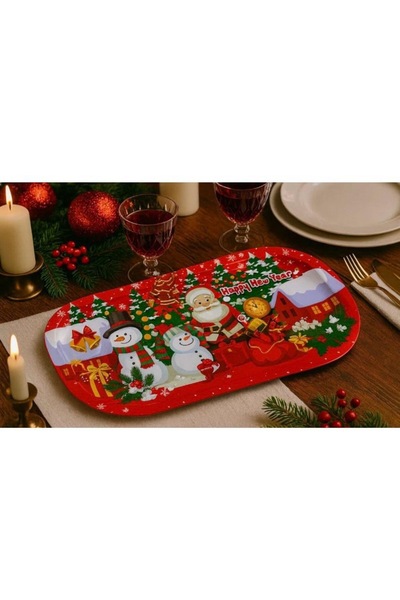 ÖzSu Mağazacılık Yılbaşı konseptli desenli sunum/servis tepsisi (35x15 cm)