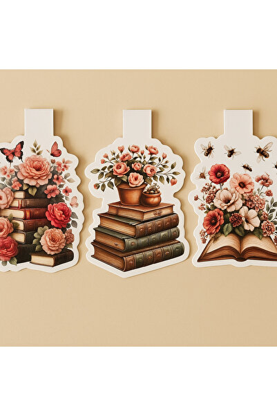 SUVEMER Magnetic Kitap Ayracı/ Magnetic Bookmark - Çiçekli 2li set