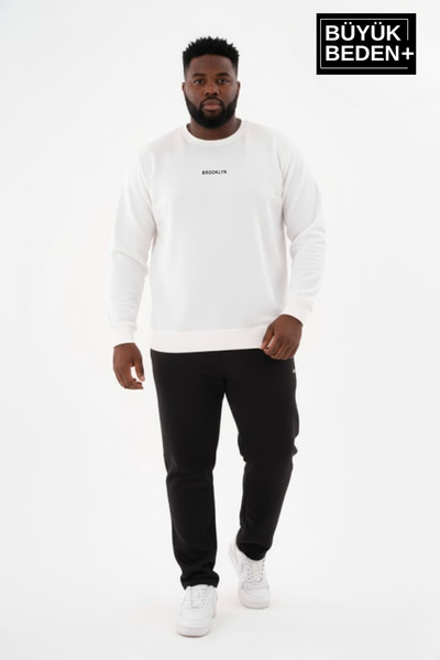 Superlife Men's Large Size Mid Brooklyn Printed Crew Neck Thin Sweatshirt Spr26Bsw956-8