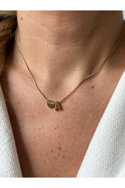 Rossetto Atelier Paslanmaz Çelik Kalpli A Harfli Katre Kolye