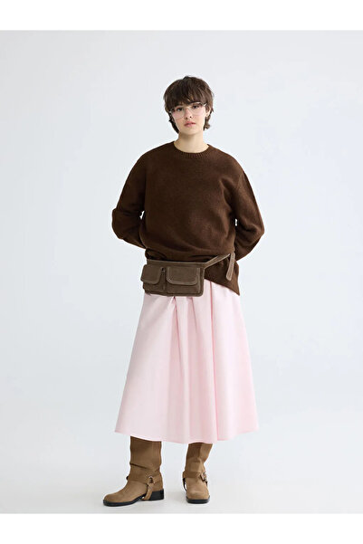 LC Waikiki Xside Brown Crew Neck Oversized Women's Knitwear Sweater