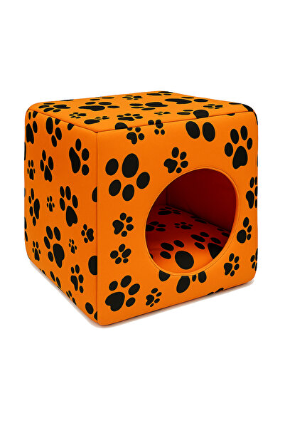 eryatex Kedi Yatağı ve Kedi Evi Fonksiyonlu Pati Desenli Dönüşebilen Kapalı K...