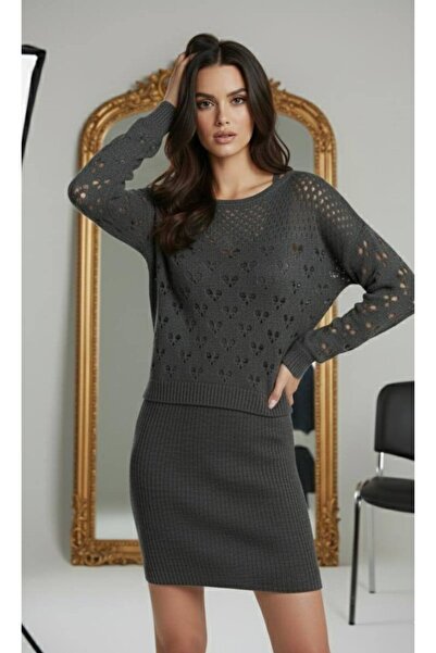 By Kuzey Aras Knitwear Dress with Holes Knitwear Blouse Set