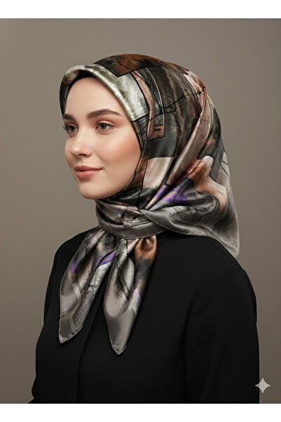 Levidor 90X90 Silk-Look Khaki Green Scarf – Non-Slip Twill Stylish Design