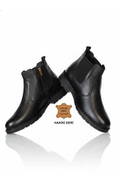 Oregon Shoes ®   I 101 Chelsea Casual Elastic Zippered Black Genuine Leather Men's Boat Shoes