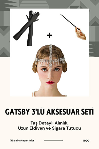shop Gatsby elegancija: Traka za glavu sa kamenim detaljima, duge rukavice i ...