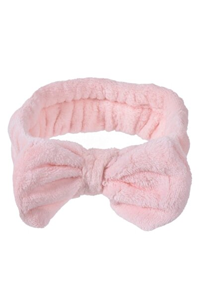 OEM Furry Hair Headband with Bow, Pink Nude, 6 cm