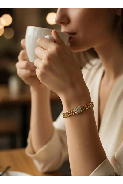 Dorvina XUPİNG 14 Ayar Altın Kaplama Kararmaz Vip Zirkon Taşlı Gurmet Gold Kadın Bileklik