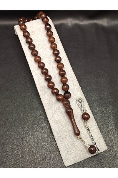 Han Ticarethane سبحة من حجر العنبر البني المقطوع بشكل كروي مميز