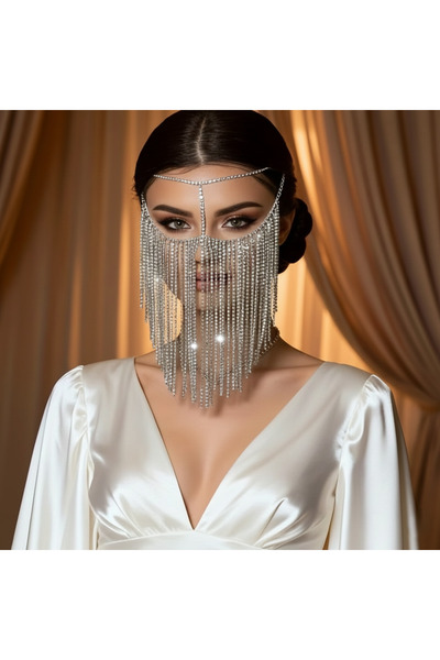 Estilo Lingerie Kristal Taşlı Luxury Maske, Vücut Aksesuarı, Alınlık