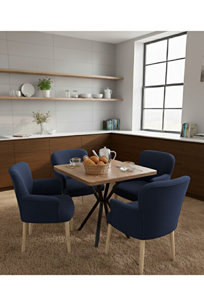 Kırlenta BERJER KARE MASA MUTFAK TAKIMI KOLTUK SANDALYE KAFE MUTFAK SALON KOL...